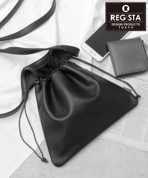 REGiSTA(レジスタ)/REGiSTA / レジスタ / フェイクレザー 2WAY 巾着バッグ / PUレザー / ショルダーバッグ / ハンドバッグ/ブラック