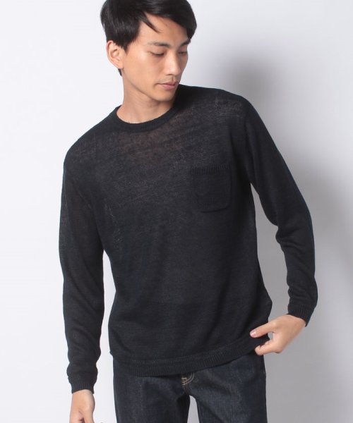 B.C STOCK　OUTLET(ベーセーストックアウトレット)/B－リネンL/S プルオーバー/ネイビー