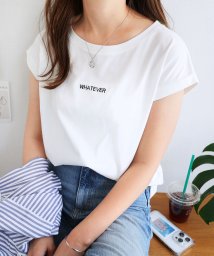 and　Me.../コットン天竺フレンチスリーブWHATEVERロゴ刺繍Tシャツ/503207159