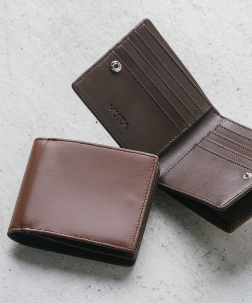 MURA(ムラ)/MURA ムラ イタリアンレザー スキミング防止機能付き BOX型コイン収納 二つ折り財布/ブラウン