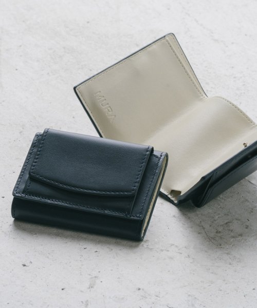 MURA(ムラ)/MURA ムラ イタリアンレザー スキミング防止機能付き 三つ折り財布/ネイビー
