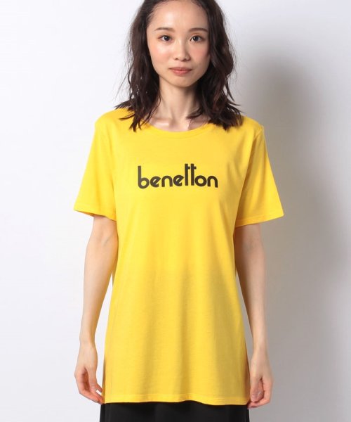 BENETTON (women)(ベネトン（レディース）)/ブランドボックスロゴプリント半袖Tシャツ・カットソー/イエロー