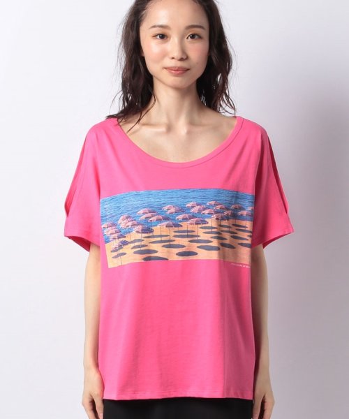 BENETTON (women)(ベネトン（レディース）)/コットンビーチモチーフプリント半袖Tシャツ・カットソー/ピンク