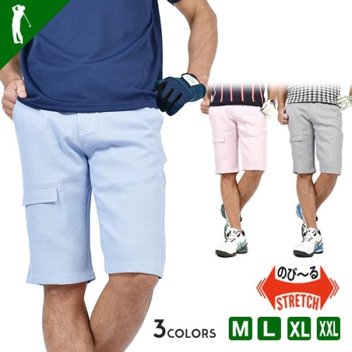 COMONGOLF(コモンゴルフ)/【COMON GOLF】スモール千鳥格子柄ストレッチゴルフショートパンツ(CG－S0007)/ブルー