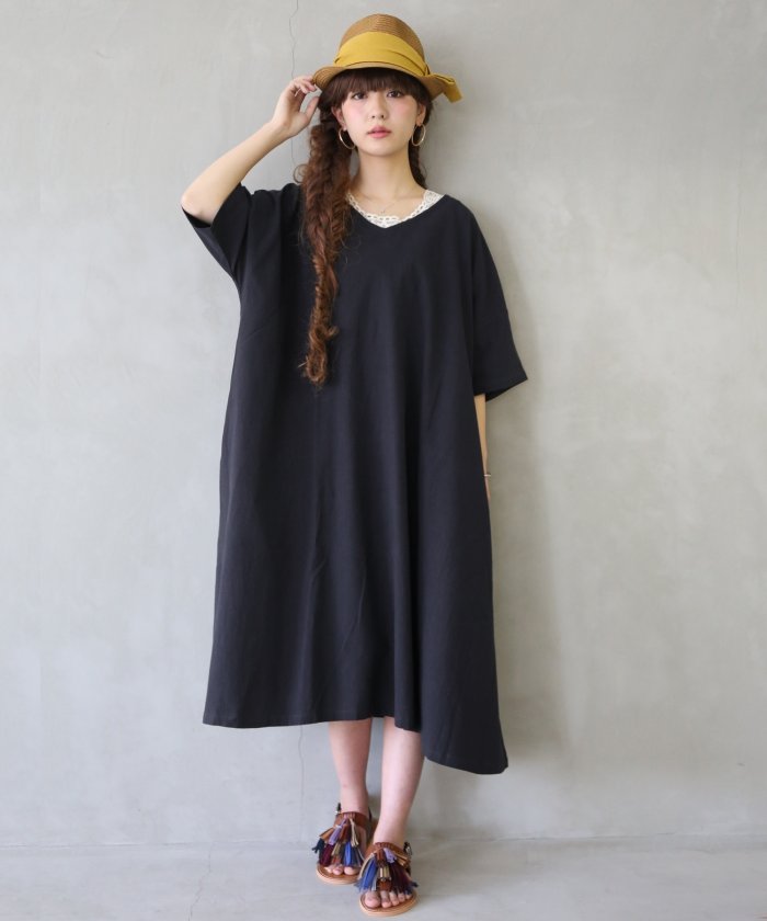 Vネックシンプルロングワンピース オシャレウォーカー Osharewalker Magaseek Vネックシンプルロングワンピース オシャレウォーカー Osharewalker Magaseek