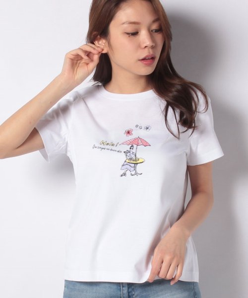 CARA　O　CRUZ(キャラ・オ・クルス)/ガールモチーフＴシャツ/ホワイト