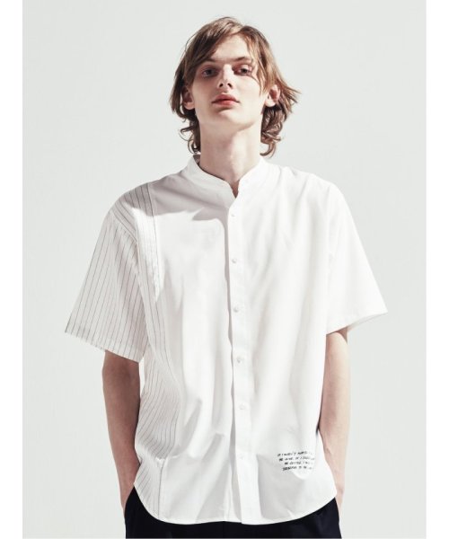 semanticdesign(セマンティックデザイン)/切替バンドカラー半袖BIGシャツ/ホワイト
