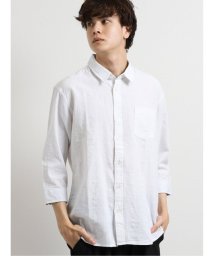 semanticdesign(セマンティックデザイン)/フレンチリネン混レギュラーカラー半端袖シャツ/ホワイト