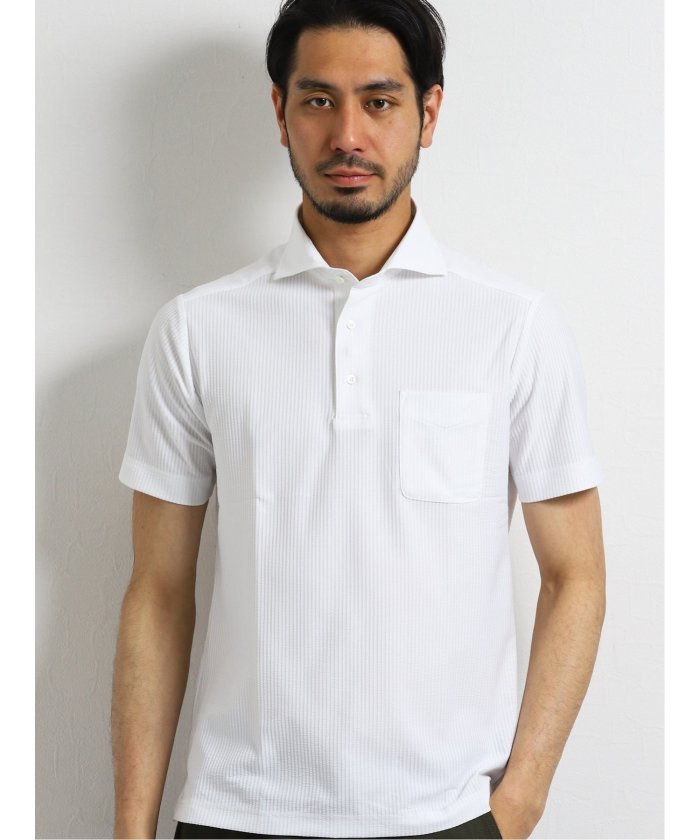 Biz カッタウェイ半袖ニットポロシャツ サッカー ビズポロ クールビズ タカキュー Taka Q Magaseek