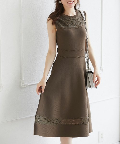 フラワーレース切替ニットノースリーブワンピース トッコクローゼット Tocco Closet Magaseek