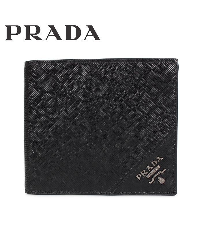 プラダ PRADA 財布 二つ折り ミニ財布 サフィアーノ メンズ SAFFIANO METAL ブラック 黒 2MO738－QME