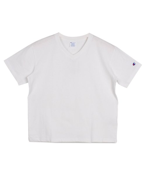 CHAMPION(チャンピオン)/チャンピオン Champion Tシャツ 半袖 レディース V NECK T－SHIRT ブラック ホワイト グレー ブラウン 黒 白 CW－M323'/ホワイト