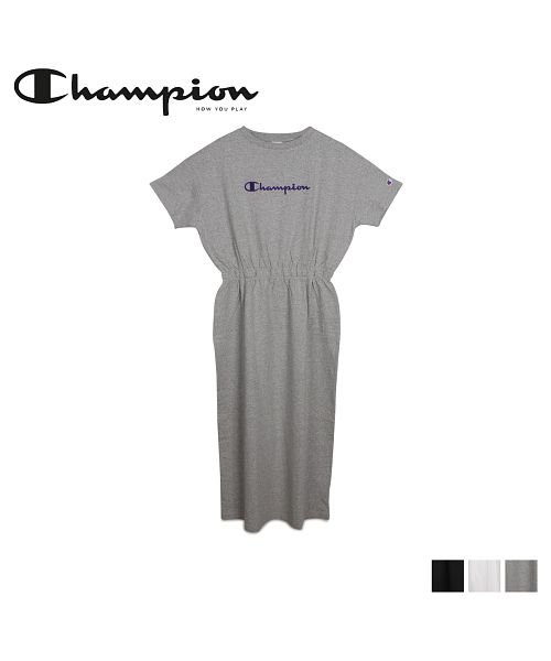 チャンピオン Champion ワンピース マキシ ロング 半袖 レディース Maxi Onepiece ブラック ホワイト グレー 黒 白 Cw R306 チャンピオン Champion Magaseek