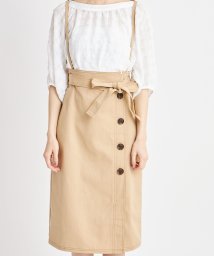 tocco closet(トッコクローゼット)/サスペンダー付きラップタイトスカート/BEIGE