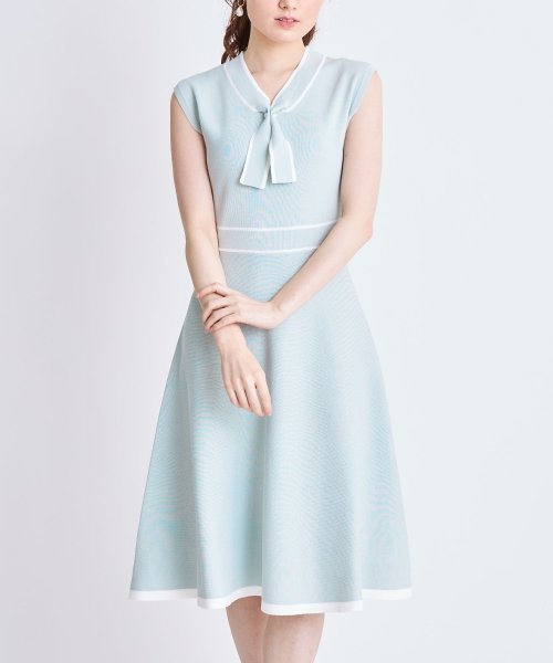 パール付き配色ライン入りボウタイニットワンピース トッコクローゼット Tocco Closet Magaseek