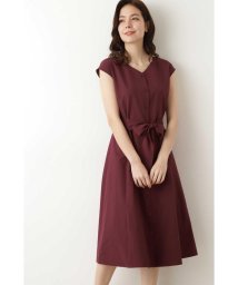 NATURAL BEAUTY BASIC(ナチュラルビューティーベーシック)/[洗える]サッカーベルテッドフレアワンピース/ボルドー