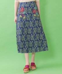 Jocomomola(ホコモモラ)/Collage フラワープリントスカート/ネイビー