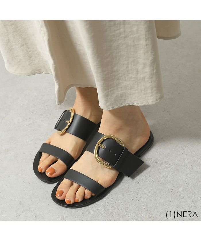 セール Fabio Rusconi ファビオルスコーニ Dg25 カラー4色 レザー ダブルベルト サンダル ローヒール フラットサンダル 靴 レディース ファビオルスコーニ Fabio Rusconi Magaseek