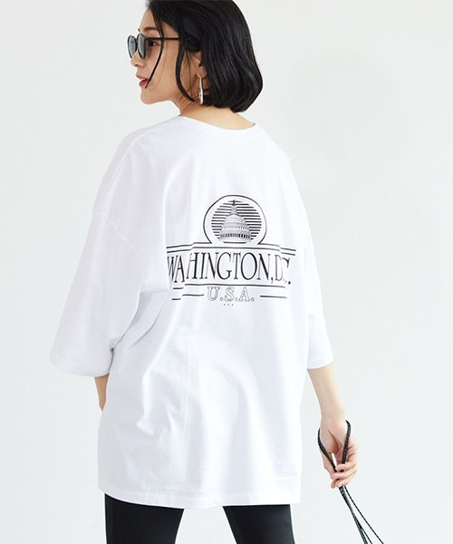coca(コカ)/バックプリント英字ロゴ Tシャツ/WHITE