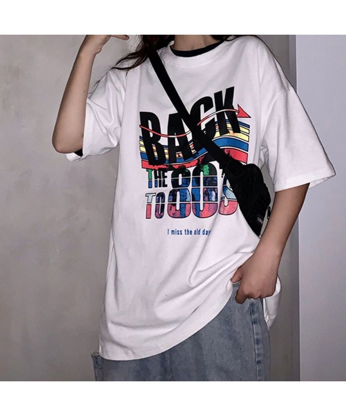 クーポン セール 30 Off プリントtシャツ レディース 半袖 ロングtシャツ カジュアル トップス春夏 おしゃれ カットソー ロップショルダー ミニミニストア Miniministore Magaseek