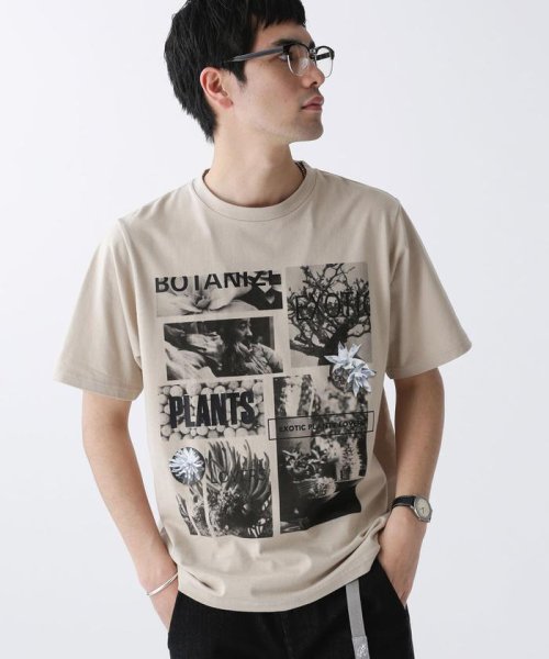 nano・universe(ナノ・ユニバース)/BOTANIZE別注　フォトプリントTシャツ/ベージュ