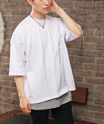 TopIsm(トップイズム)/2点セットアンサンブルレイヤードポケット付Tシャツとタンクトップ/ホワイト