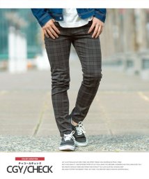 ワンカラーズ One Colors スキニーパンツ メンズ チェック柄 ストライプ柄 ストレッチ スリムフィット チェックパンツ スキニー パンツ スリムパンツ 細身 タイト チェック ブラック Magaseek