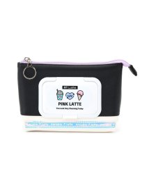 PINK-latte(ピンク　ラテ)/ウェットティッシュ＆マスク入れポーチ/ブラック（019）