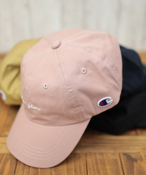 Nylaus(ナイラス)/Champion ロゴ 刺繍 コットン ツイル キャップ/CAP/帽子/ピンク
