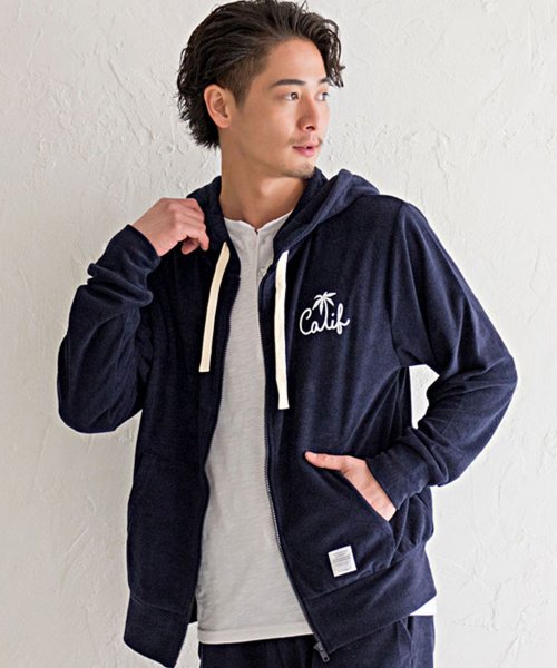 Cavaria パイル地ジップアップ長袖パーカー メンズ ルームウェア 部屋着 タオル 海 C キャバリア Cavaria Magaseek Cavaria パイル地ジップアップ長袖パーカー メンズ ルームウェア 部屋着 タオル 海 C キャバリア Cavaria Magaseek