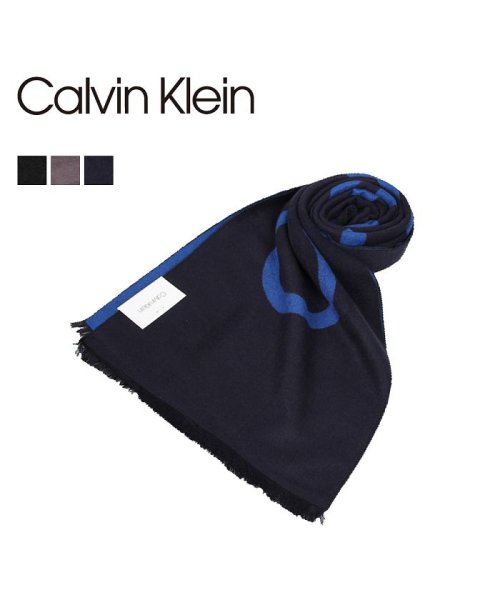 Calvin Klein(カルバンクライン)/カルバンクライン Calvin Klein マフラー ストール メンズ CK LOGO WOVEN SCARF ブラック グレー ネイビー 黒 1CK0124/ネイビー