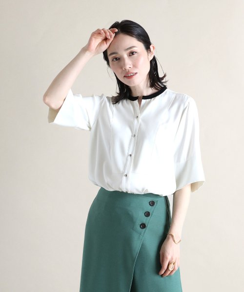 Aga ハーフスリーブ バイカラーブラウス ラシュッド Lasud Magaseek