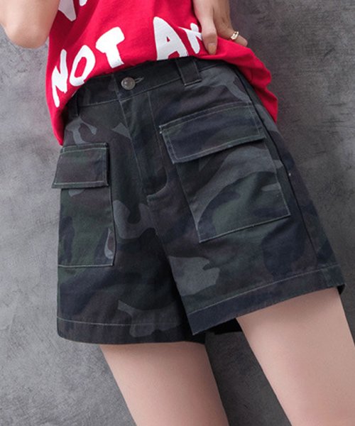 セール ショートパンツ レディース 迷彩柄 カーゴパンツ ベルト付き ジーパン カモフラージュ 美脚パンツ ミニミニストア Miniministore Magaseek