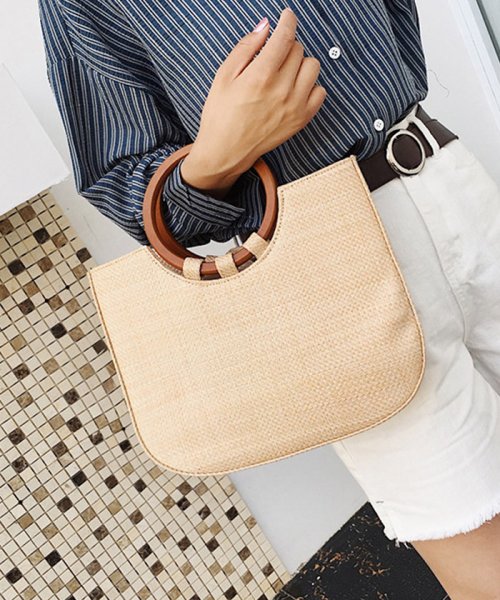 セール かごバッグ ショルダー レディース 巾着付き バスケット トートバッグ 手提げバッグ 2way ストローバッグ サークル持ち手 ミニミニストア Miniministore Magaseek