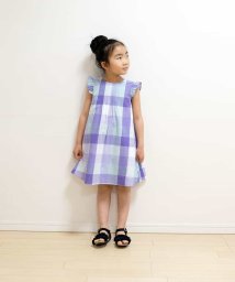 a.v.v(KID'S)(アー・ヴェ・ヴェキッズ)/[100－130]Ａラインチェックワンピース[WEB限定サイズ]/ラベンダー