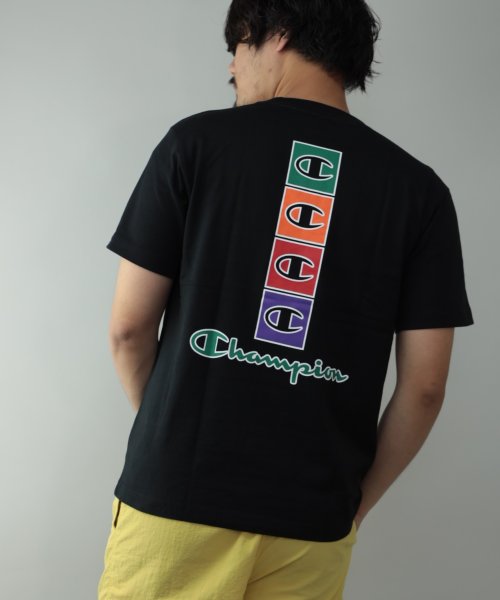 Nylaus(ナイラス)/Champion C3－Q302 ボックスロゴ プリント バックプリント 半袖 Tシャツ/ブラック
