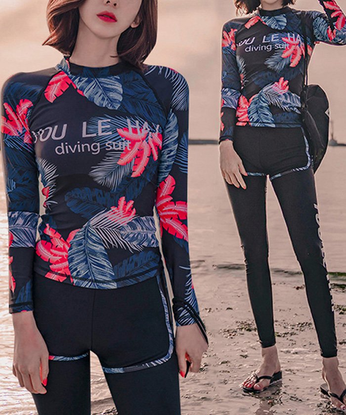 セール ラッシュガード レディース タンキニ水着 長袖 3点セット パッド入り スイミング 水着 体型カバー フィットネス ミニミニストア Miniministore Magaseek