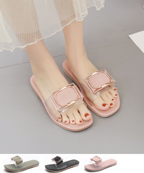 セール サンダル レディース クリアサンダル スリッパ 履きやすい フラットサンダル ミュール 美脚 透明 ビーチサンダル ぺたんこ ショッピングゴー Shoppinggo Magaseek