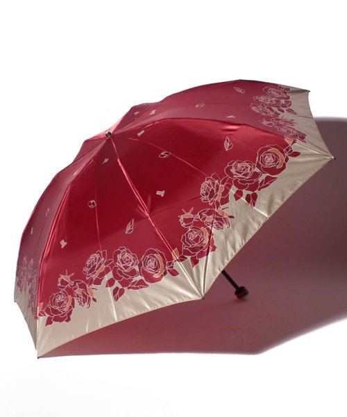 LANVIN Collection(umbrella)(ランバンコレクション（傘）)/LANVIN COLLECTION 折りたたみ傘 ”ライン ローズ”/レッド
