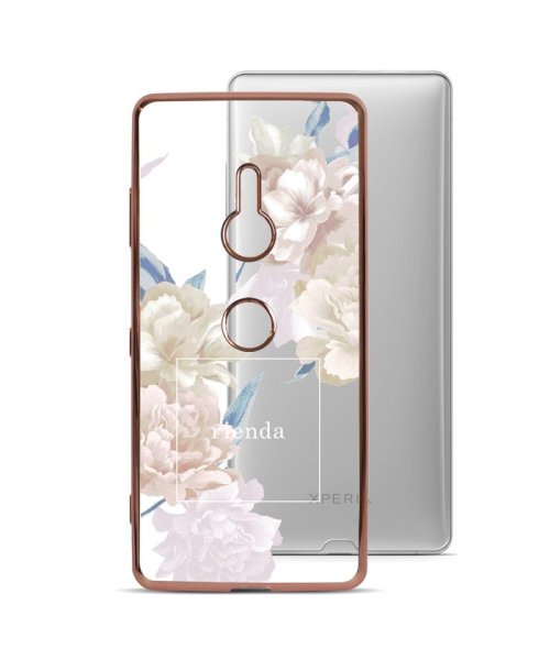 rienda(リエンダ)/スマホケース xperia XperiaXZ3 so－01L sov39 801so rienda メッキクリアケース Reversi Flower ベージュ/ベージュ