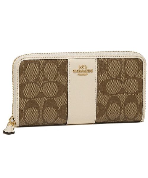 COACH(コーチ)/コーチ 財布 アウトレット COACH F54630 IMO5l アコーディオン ジップ ウォレット シグネチャー キャンバス レディース 長財布/カーキ/チョーク