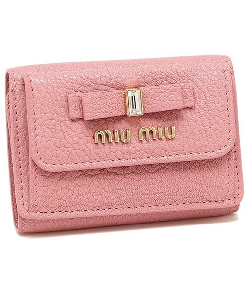 セール ミュウミュウ 折財布 レディース Miu Miu 5mh021 2d7a F0028 ピンク ミュウミュウ Miumiu Magaseek