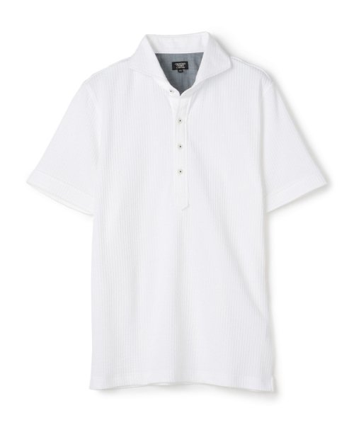 CROWDED CLOSET(クラウデッドクローゼット)/【ON/OFF兼用】サッカーストライプポロシャツ/ホワイト