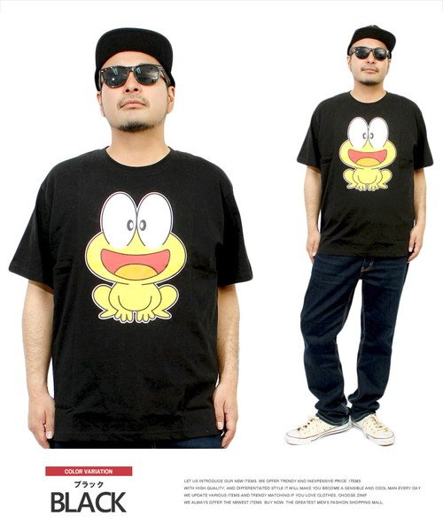 ど根性ガエル Tシャツ メンズ 半袖 大きいサイズ ピョン吉 キャラクター プリント クルーネック カットソー M 5lサイズ 半袖tシャツ 綿 おもしろ ワンカラーズ One Colors Magaseek