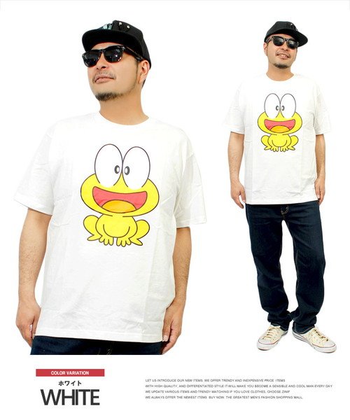 ど根性ガエル Tシャツ メンズ 半袖 大きいサイズ ピョン吉 キャラクター プリント クルーネック カットソー M 5lサイズ 半袖tシャツ 綿 おもしろ ワンカラーズ One Colors Magaseek