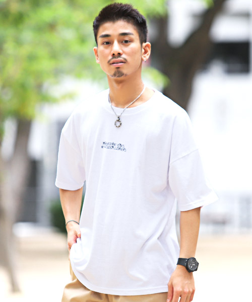 手描き風プリント半袖Tシャツ/Tシャツ メンズ 半袖 ビッグシルエット