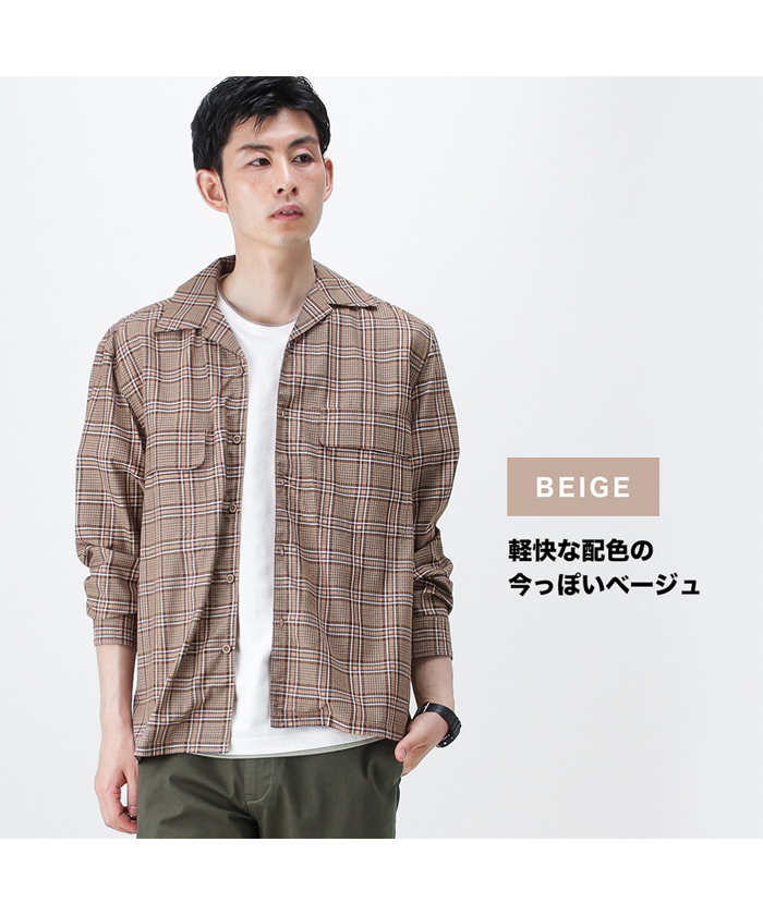 URBAN COLLECTION アーバンコレクション チェックオープンカラー長袖シャツ 301112MH