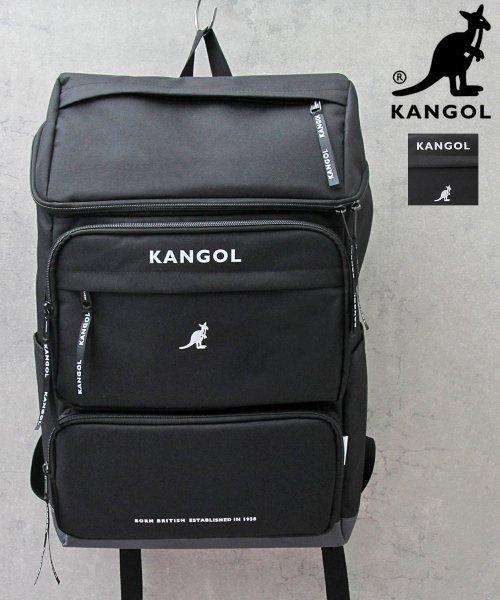 KANGOL(KANGOL)/KANGOL カンゴール バックパック リュック スクエア型 ボックス型 大容量 A4収納 通勤 通学 学生 大人 アウトドア 旅行/ブラック