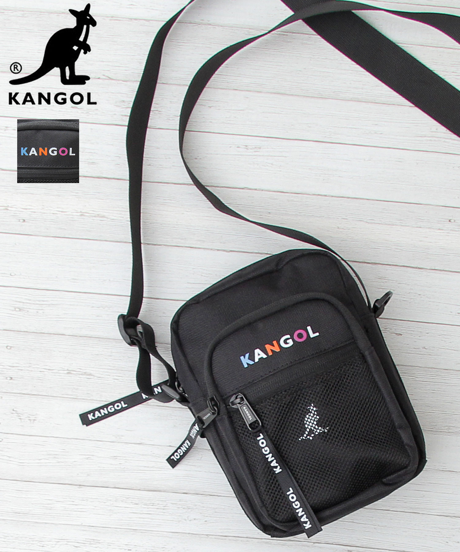 【KANGOL/カンゴール】カラフルロゴボックス型ミニショルダーバッグ/スケートロゴ