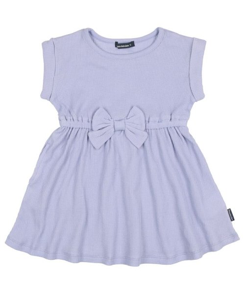 セール 子供服 Moujonjon ムージョンジョン ワッフルウエストリボンワンピース 80cm 140cm M ムージョンジョン Moujonjon Magaseek